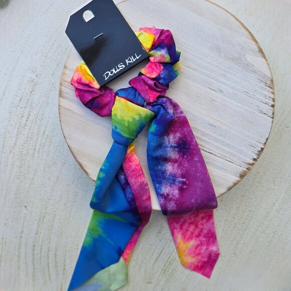 Ana Accessories ✦ Tie-Dye Hair Scrunchie ✦ Ribbon Scarf Ponytail Holder NWT - Picture 6 of 7